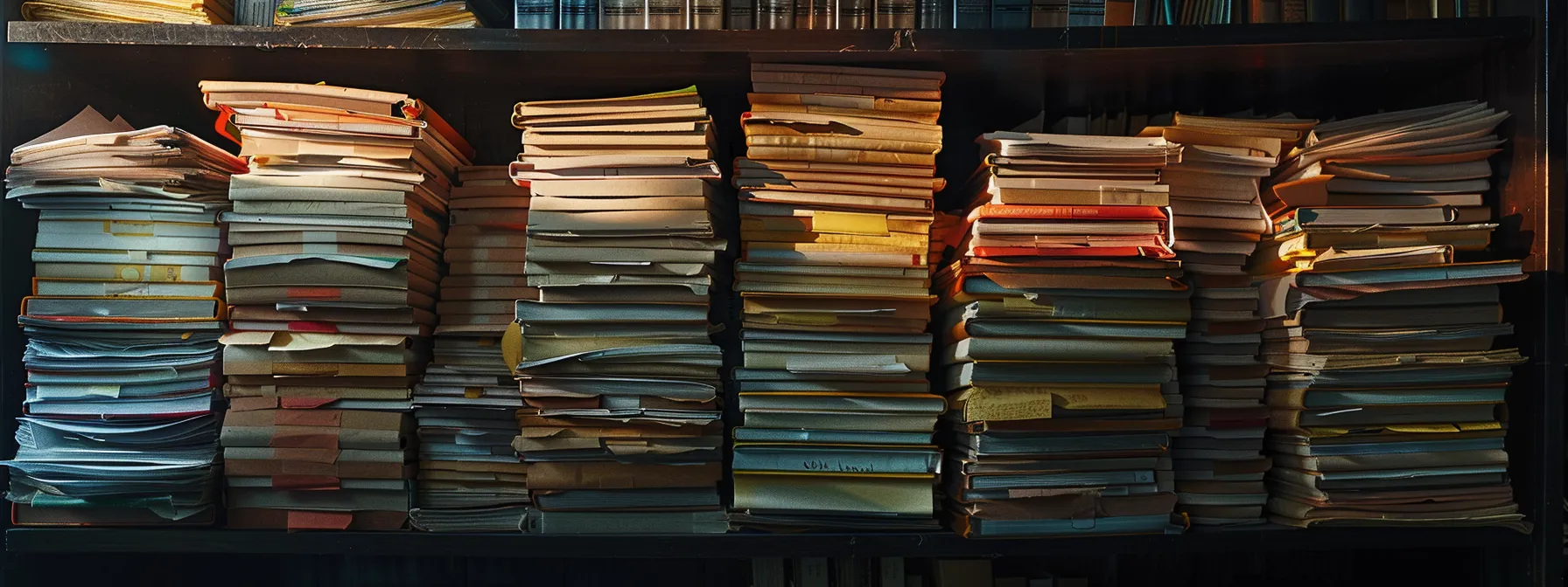 a stack of organized repair and maintenance records.