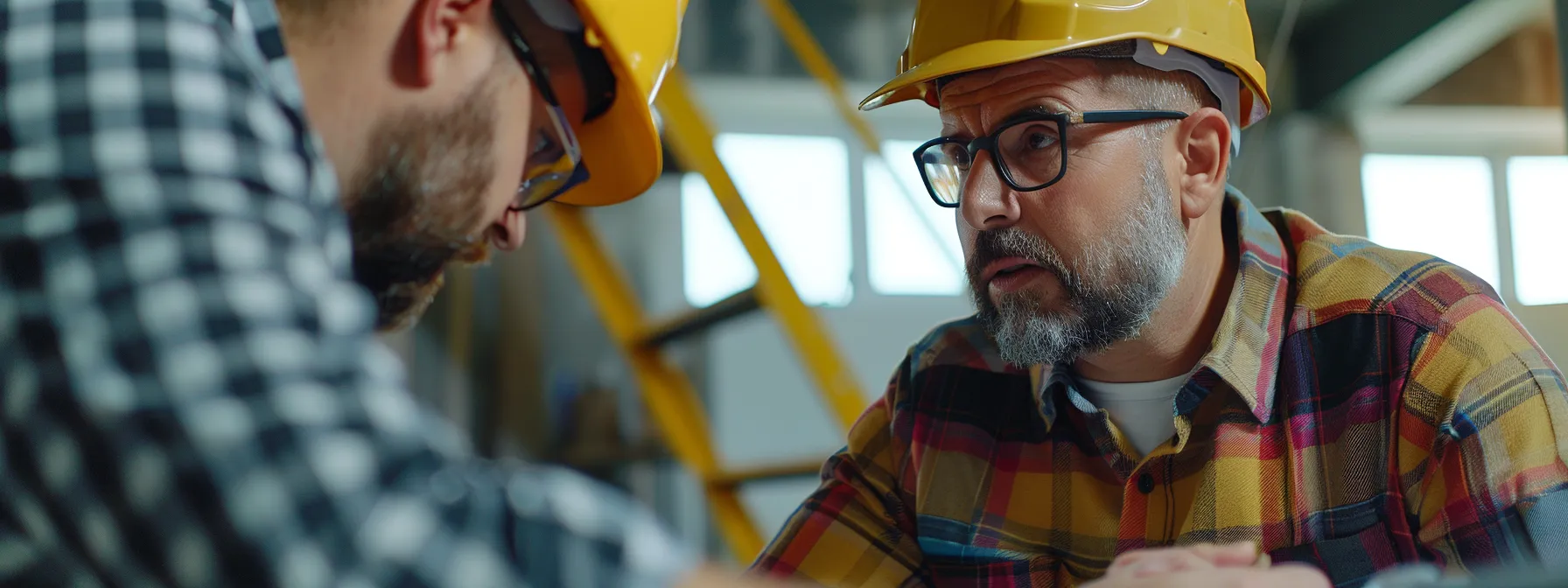 a contractor discussing repair costs with a potential buyer.