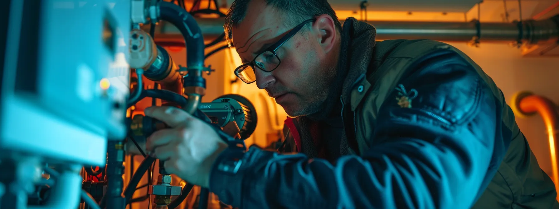 a home inspector checking the condition of a property's electrical system and heating unit.